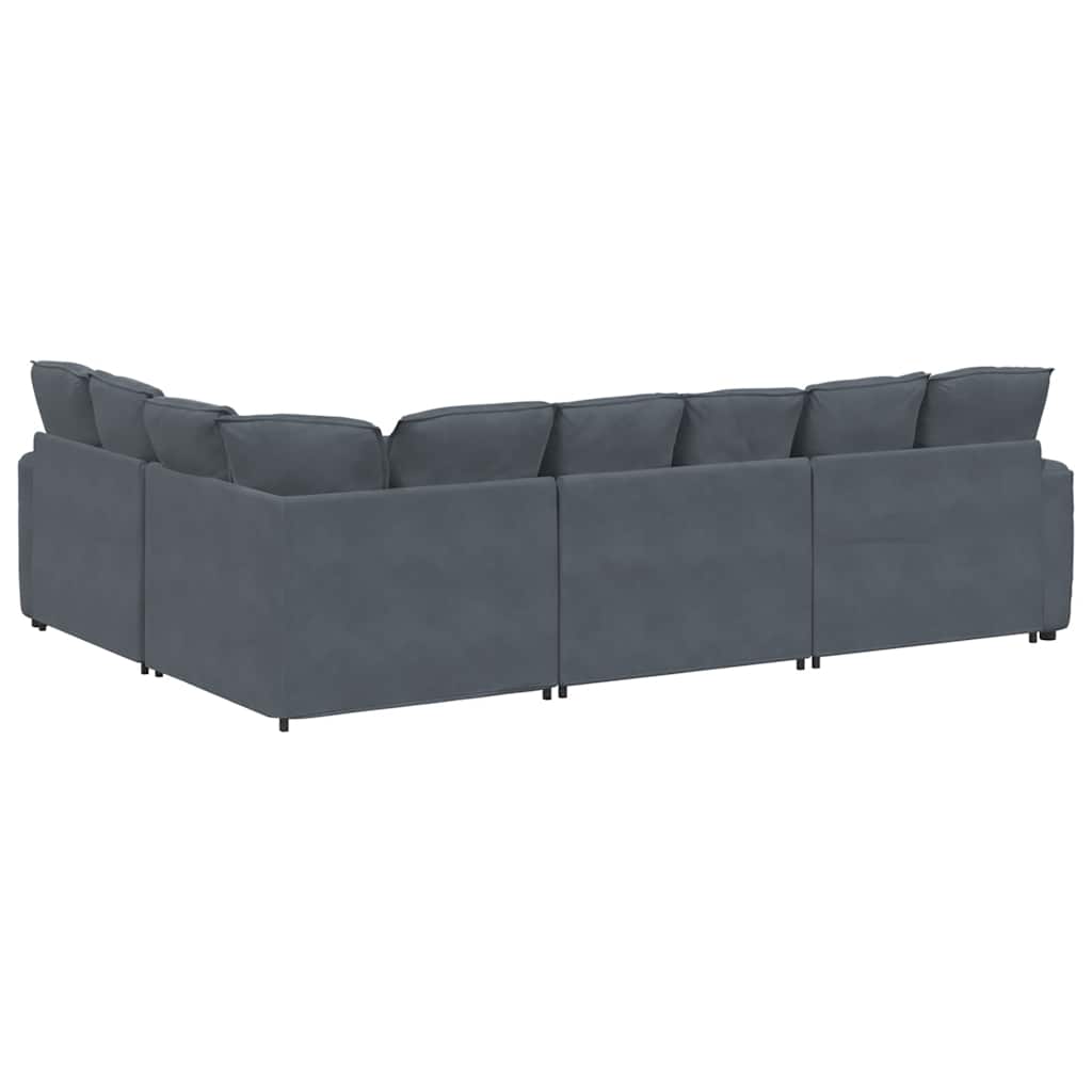 Modular Sofa with Cushions Velvet Dark Grey