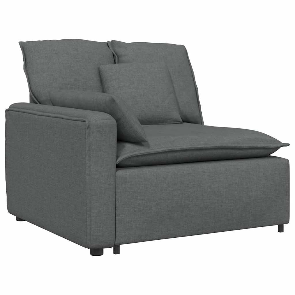 Modular Sofa with Footstool&Cushions Fabric Dark Grey