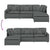 Modular Sofa with Footstool&Cushions Fabric Dark Grey
