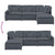 Modular Sofa with Footstool&Cushions Velvet Dark Grey