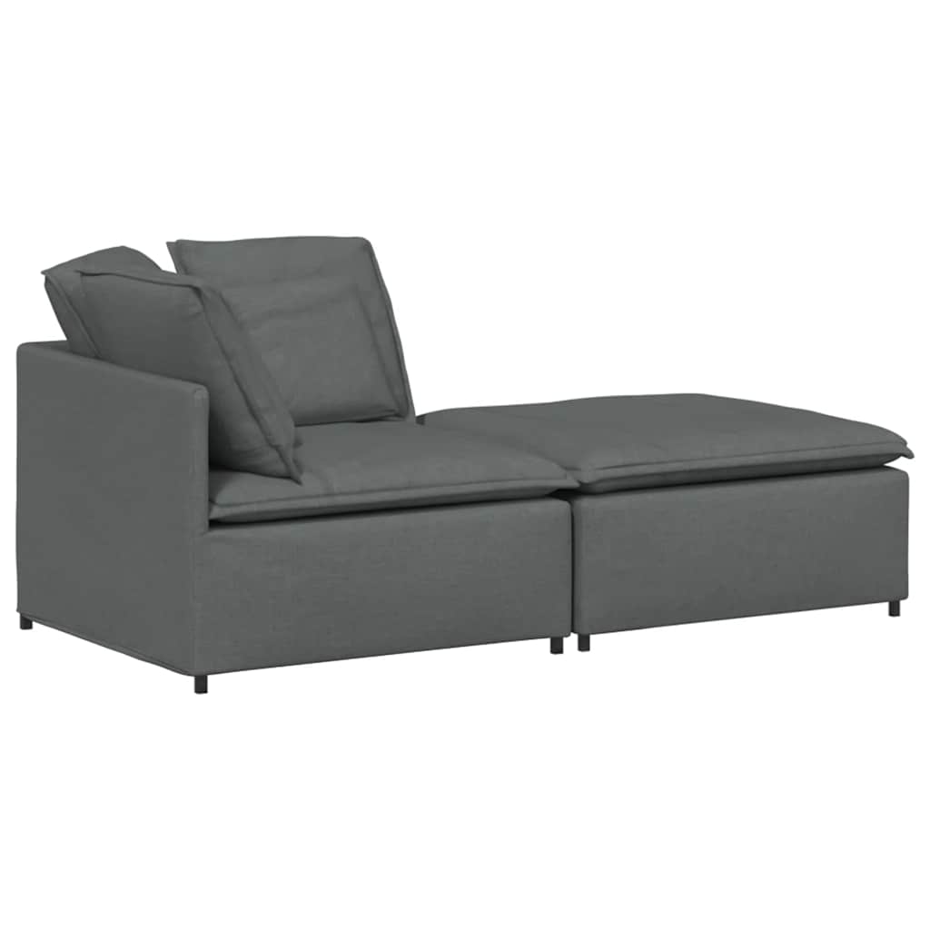 Modular Sofa with Footstool&Cushions Fabric Dark Grey