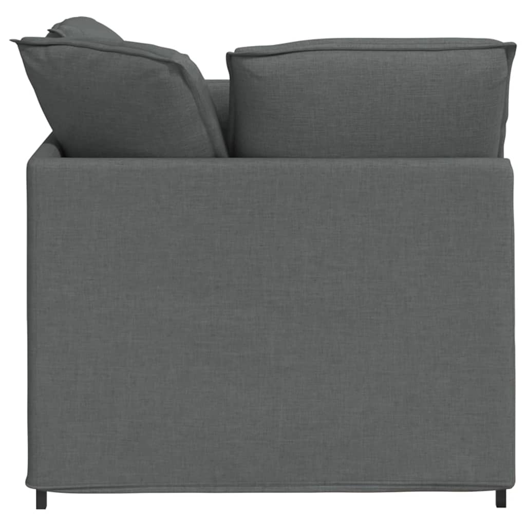 Modular Sofa with Footstool&Cushions Fabric Dark Grey