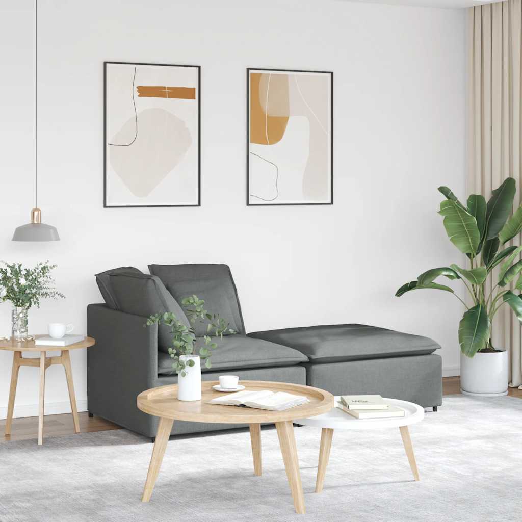 Modular Sofa with Footstool&amp;Cushions Fabric Dark Grey