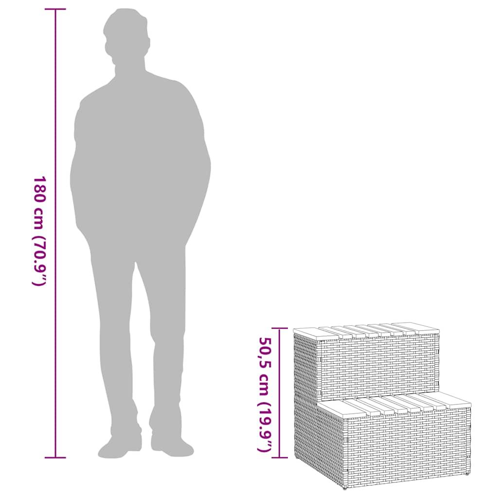 Hot Tub Step Beige 50x50x50.5 cm Poly Rattan and Solid Acacia