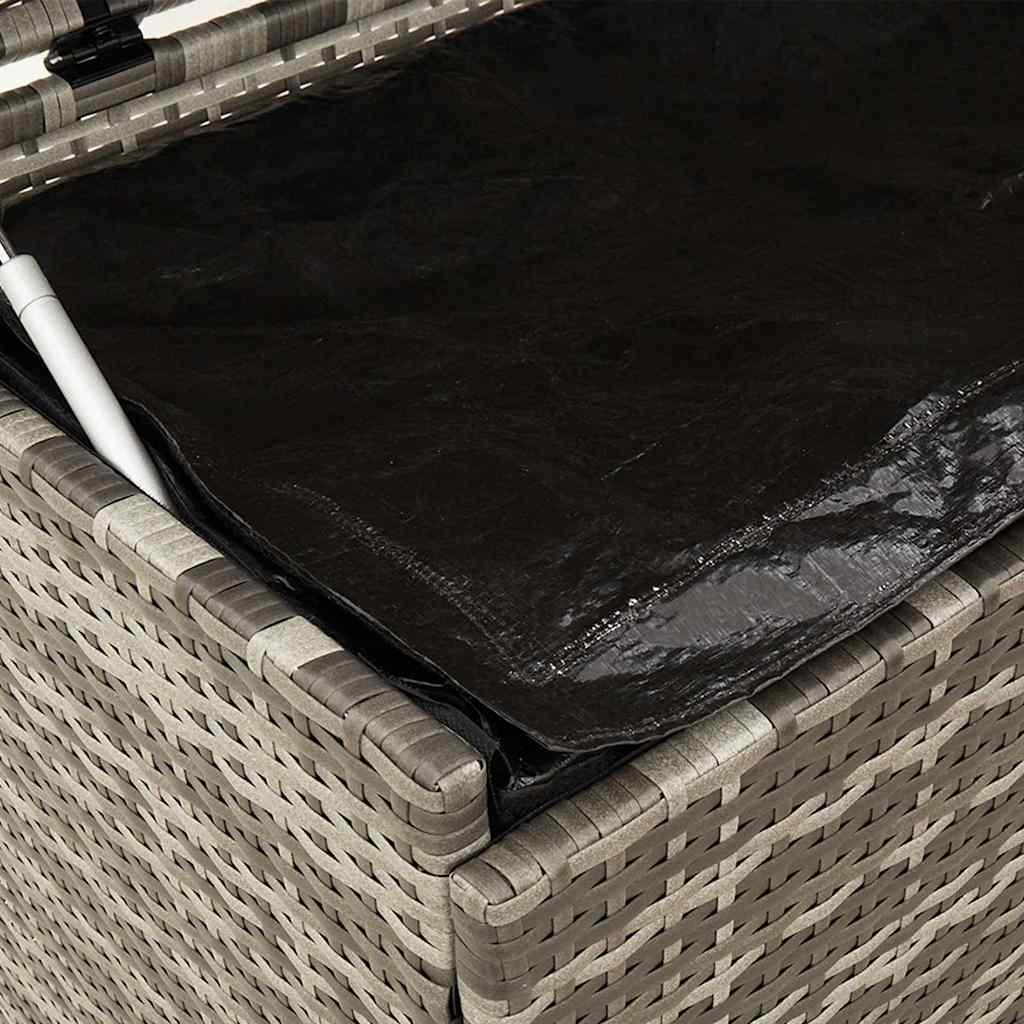 Garden Storage Box with Wheels Grey 110x55x73 cm Poly Rattan