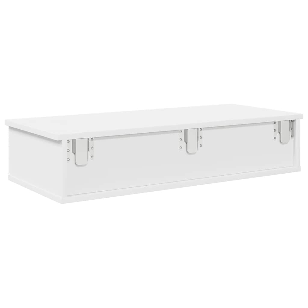 Wall Shelf with Drawers White 80x34x17 cm Engineered Wood