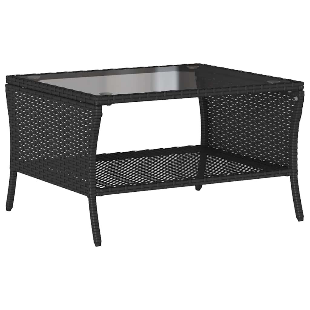 Garden Sofa 2-Seater with Cushions&Table Black Poly Rattan