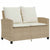 Garden Sofa 2-Seater with Cushions&Table Beige Poly Rattan