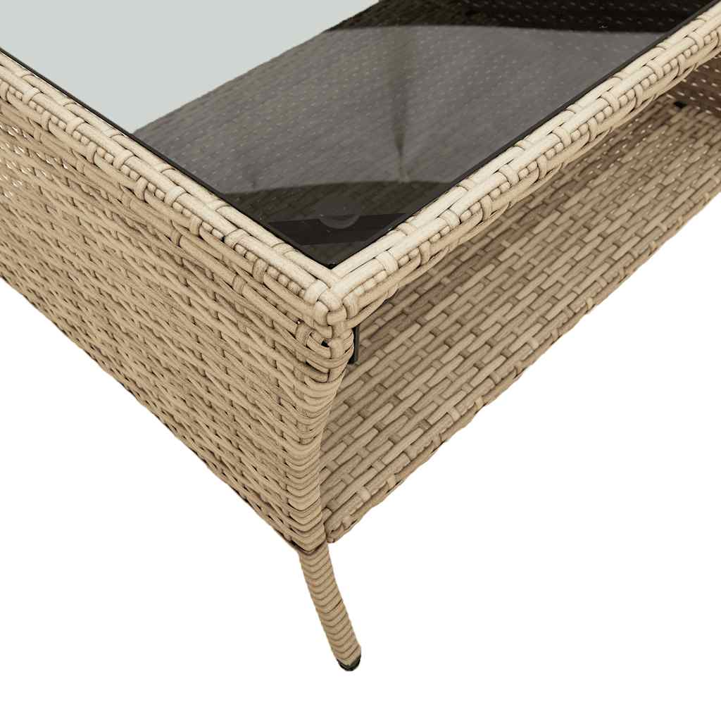 Garden Sofa 2-Seater with Cushions&Table Beige Poly Rattan