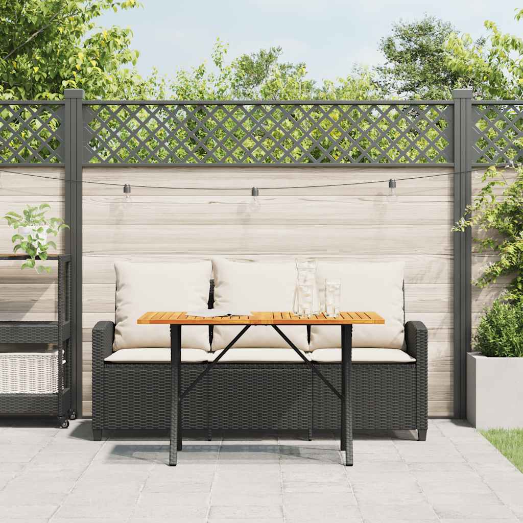Garden Sofa 3-Seater with Cushions&Table Black Poly Rattan