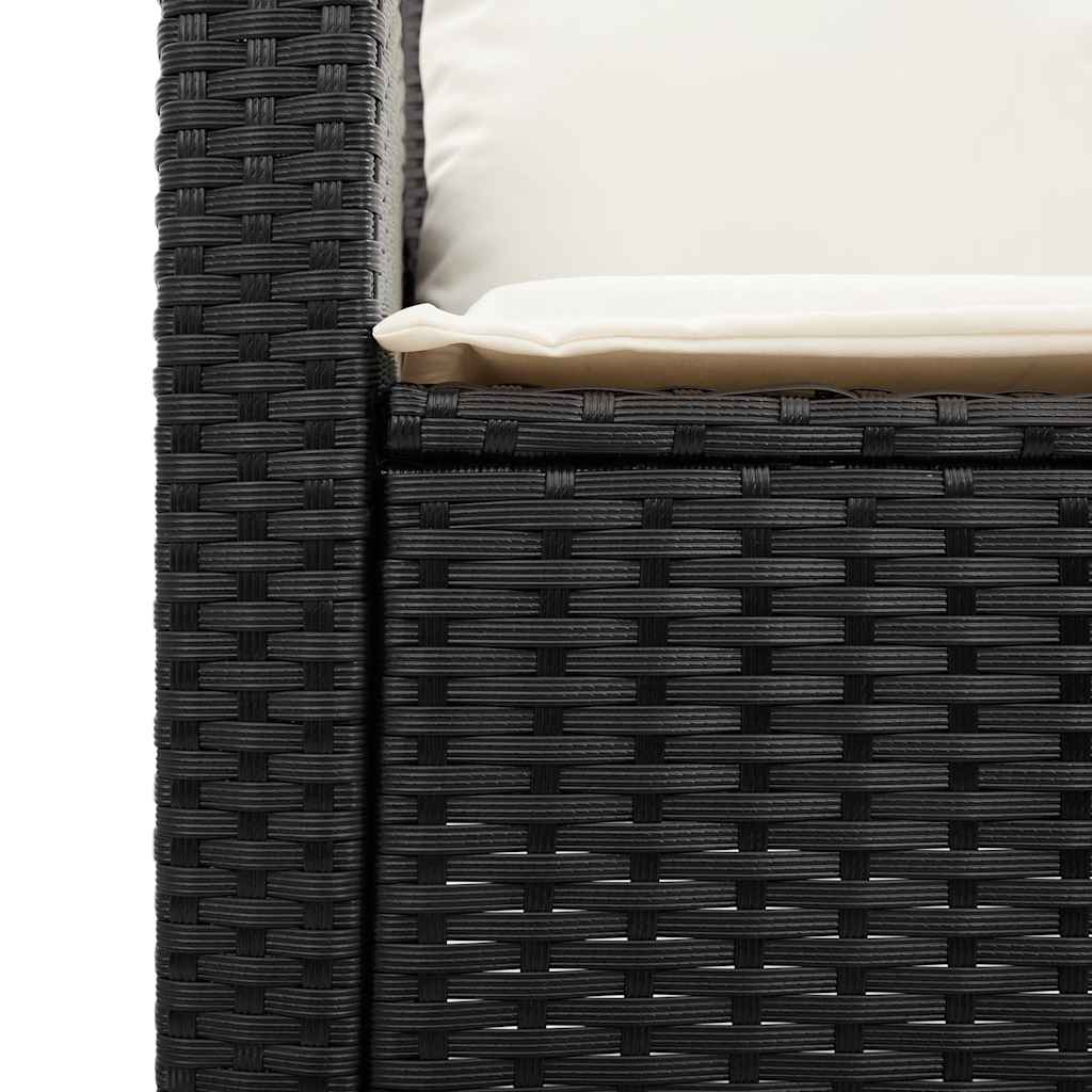 Garden Sofa 3-Seater with Cushions&Table Black Poly Rattan