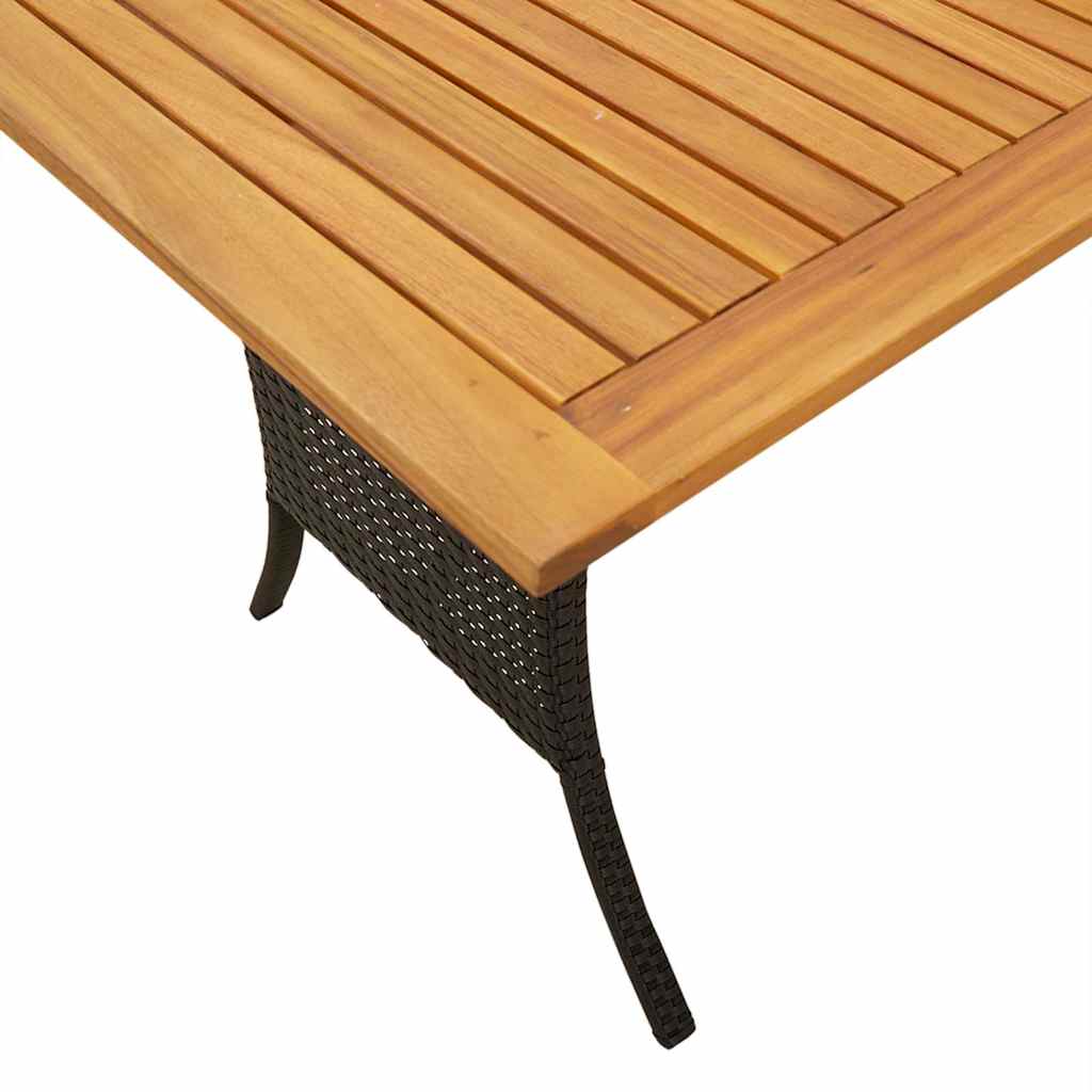 Garden Sofa 3-Seater with Cushions&Table Black Poly Rattan