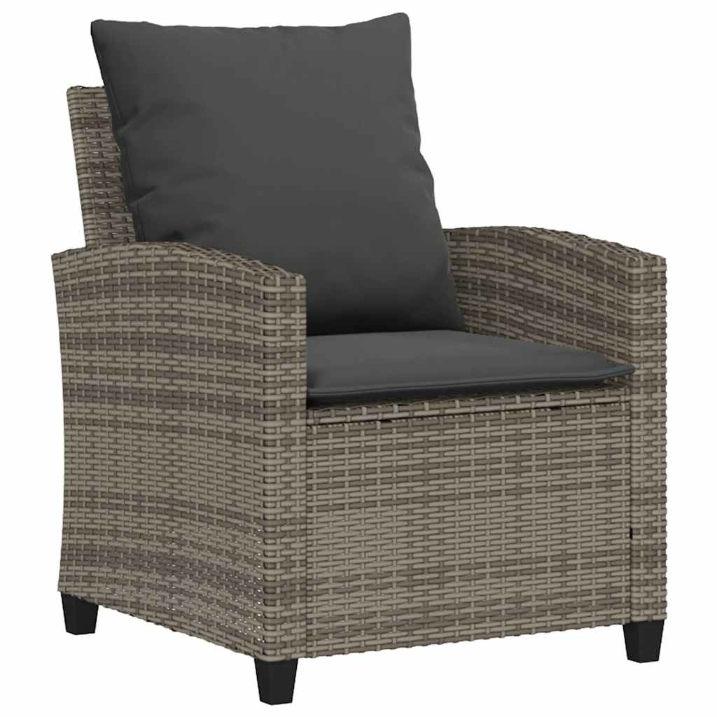 4 Piece Garden Sofa Set with Cushions Grey Poly Rattan