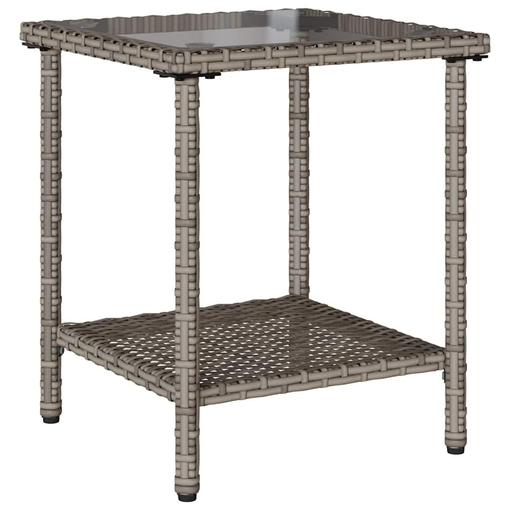 Garden Sofa with Table&Cushions L-shaped Grey Poly Rattan