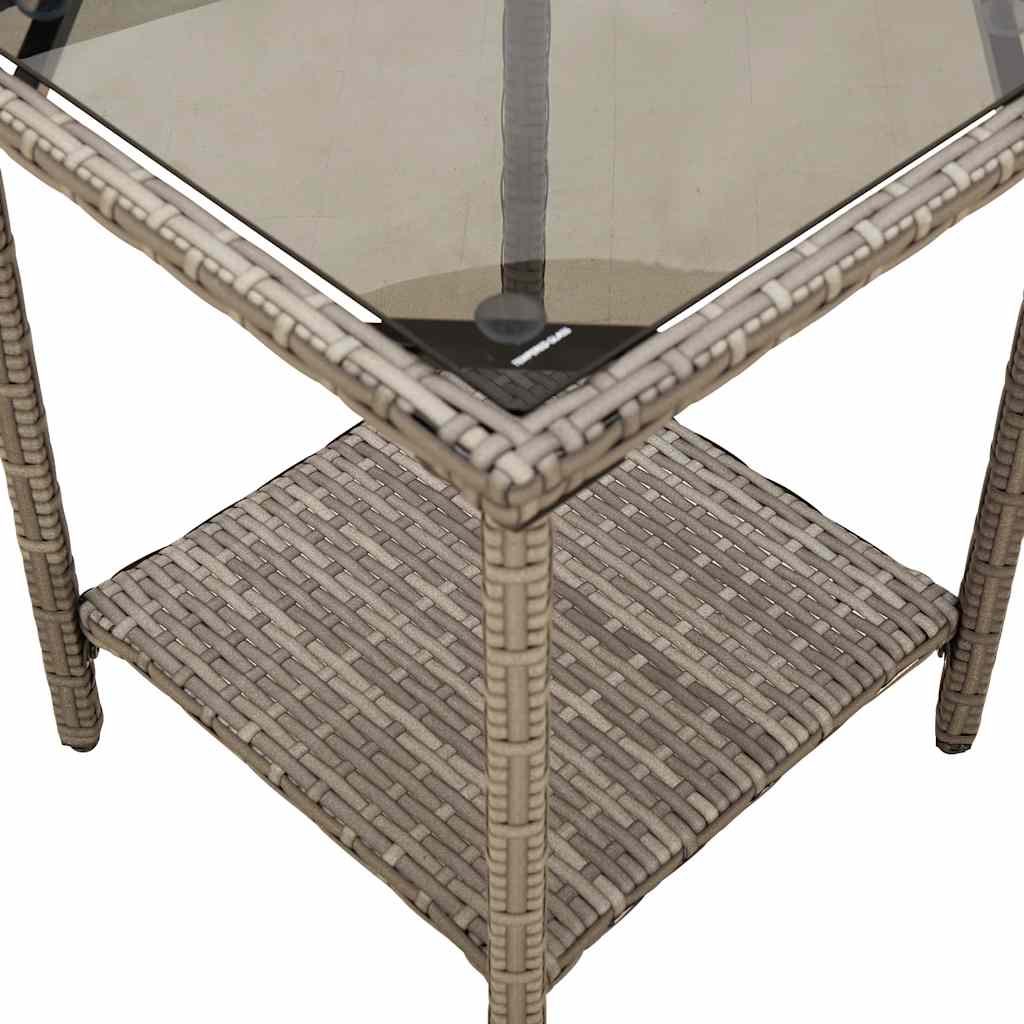 Garden Sofa with Table&Cushions L-shaped Grey Poly Rattan