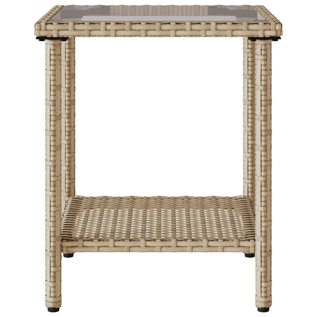 Garden Sofa with Table&Cushions L-shaped Beige Poly Rattan