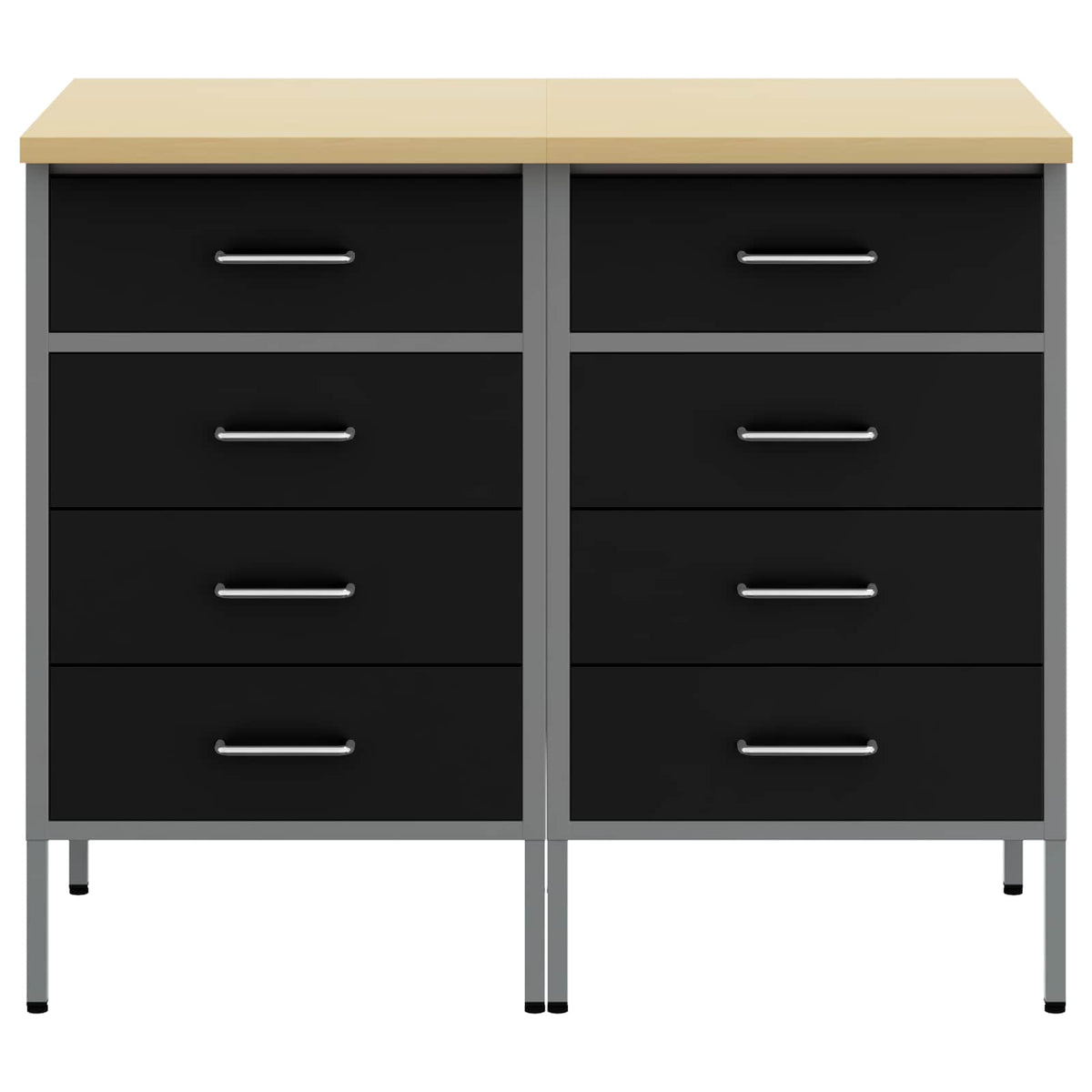 Work Cabinet with Drawer 2 pcs Black and Grey 100 x 55 x 85 cm