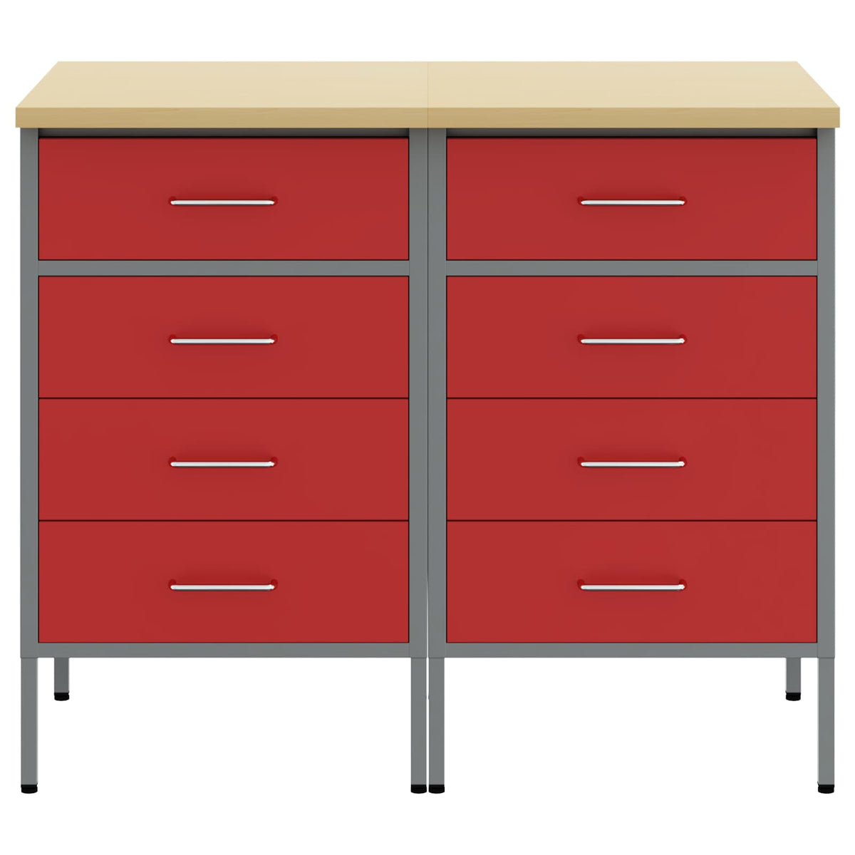 Work Cabinet with Drawer 2 pcs Red and Grey 100 x 55 x 85 cm