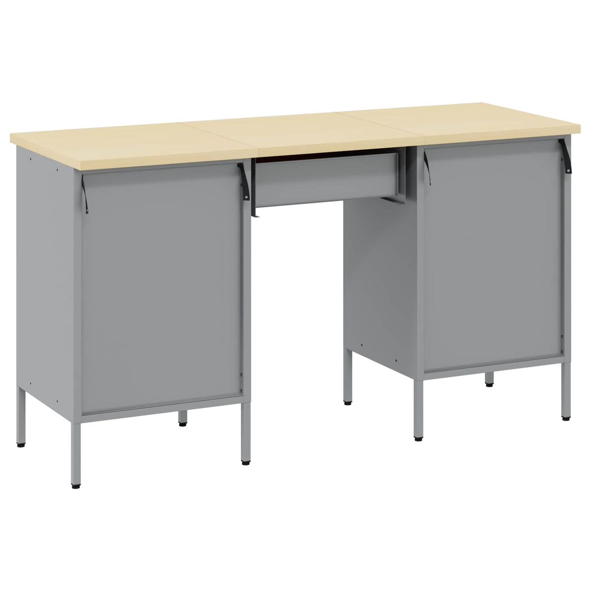 Work Cabinet with Drawer 3 pcs Black Engineered wood and steel