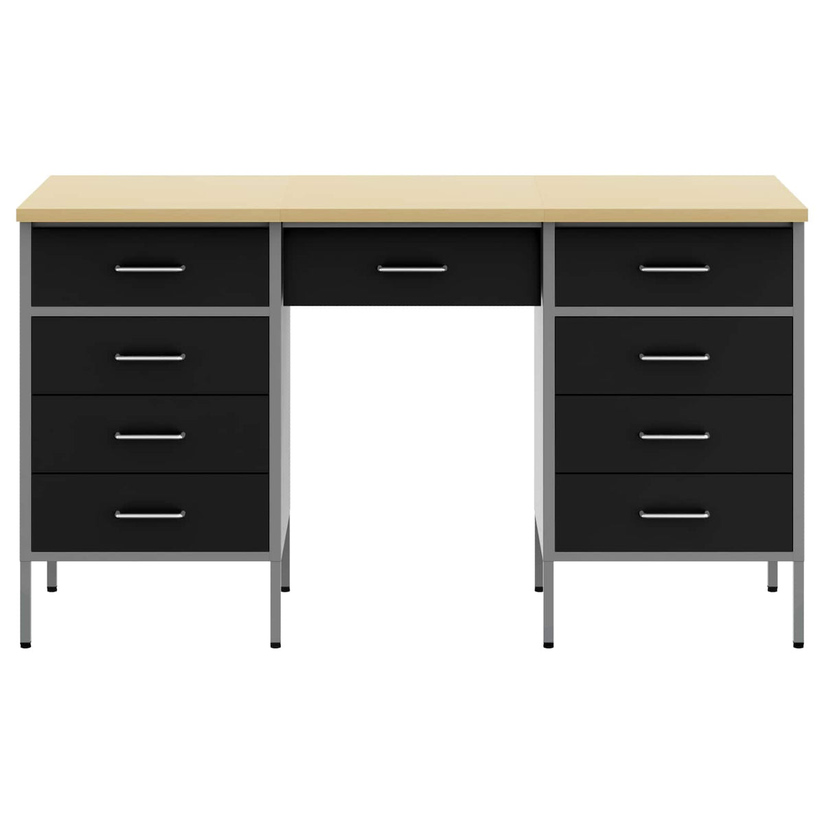 Work Cabinet with Drawer 3 pcs Black Engineered wood and steel