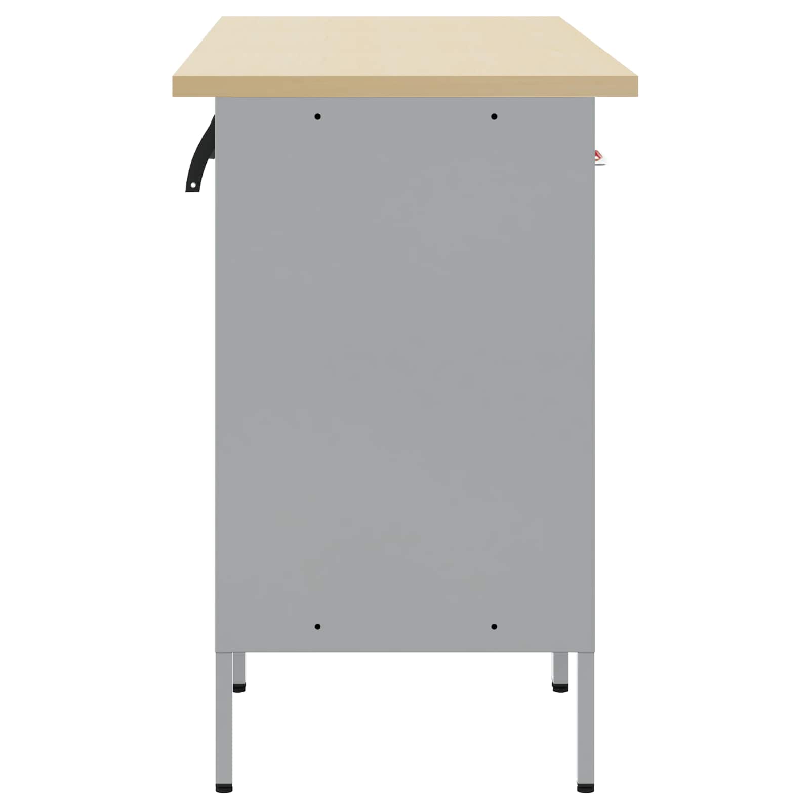 Work Cabinet with Drawer 3 pcs Black Engineered wood and steel