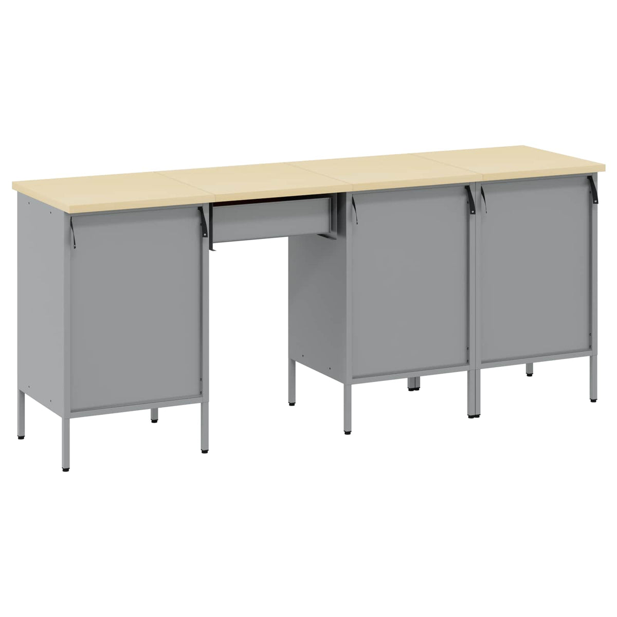 Work Cabinet with Drawer 4 pcs Red Engineered wood and steel