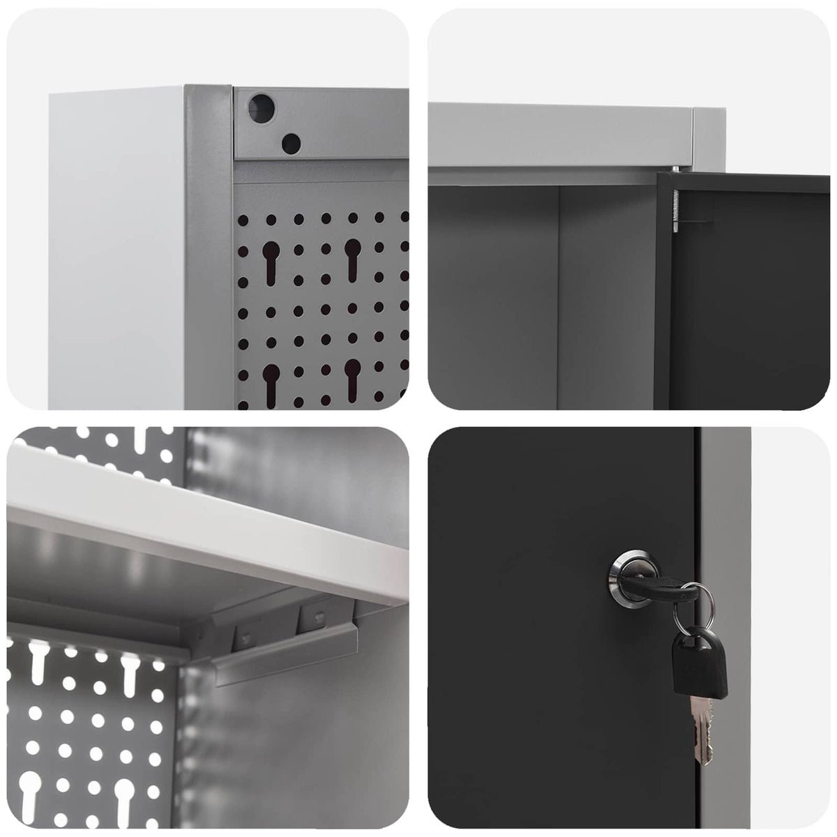 Tool Cabinet Set with Shelf 4 pcs Black Powder-Coated Steel