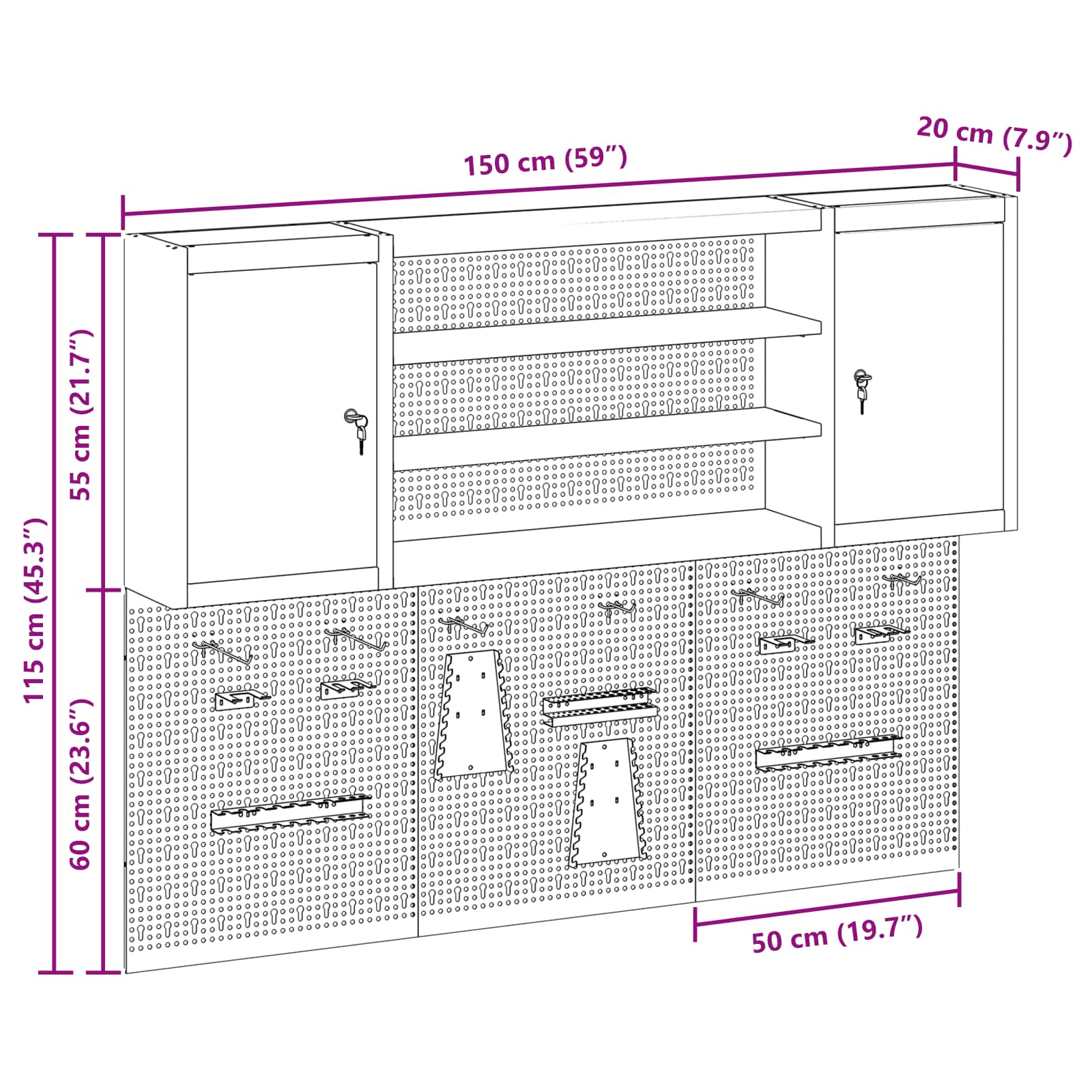 Tool Cabinet Set with Shelf 4 pcs Red Powder-Coated Steel