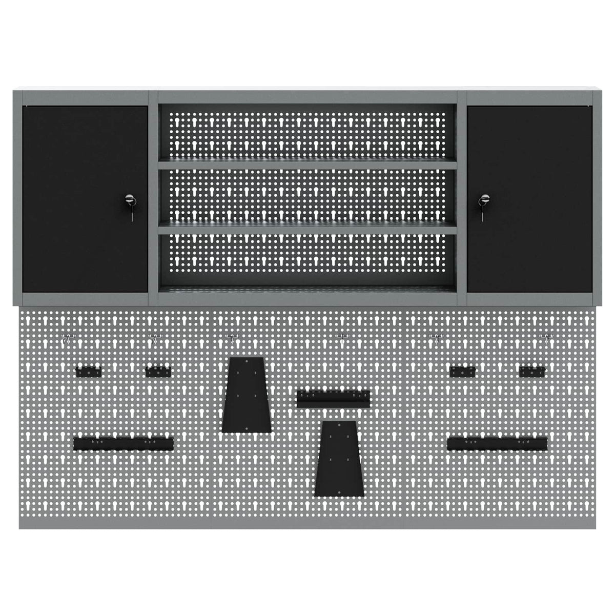Tool Cabinet Set with Shelf 6 pcs Black Powder-Coated Steel