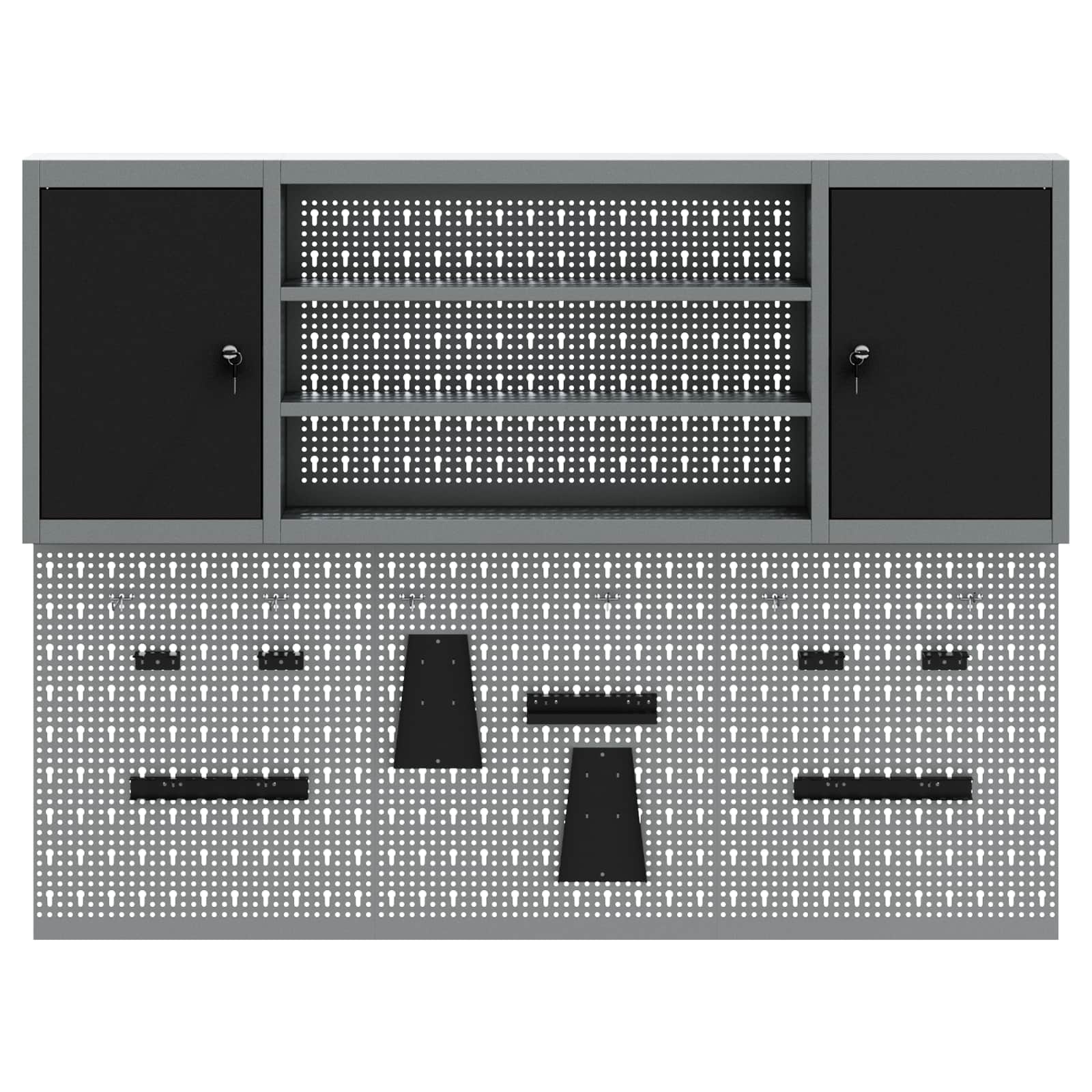 Tool Cabinet Set with Shelf 6 pcs Black Powder-Coated Steel