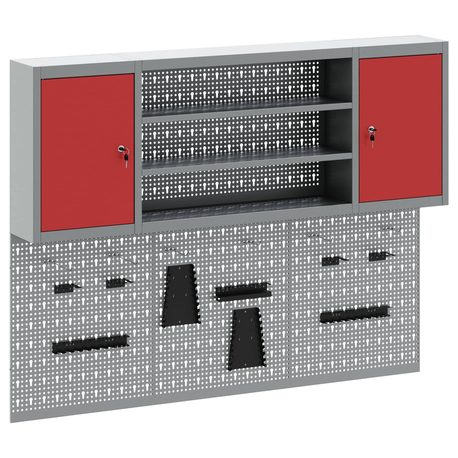Tool Cabinet Set with Shelf 6 pcs Red Powder-Coated Steel