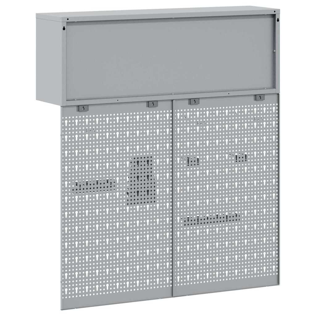 Tool Cabinet Set with Shelf 3 pcs Black Powder-Coated Steel
