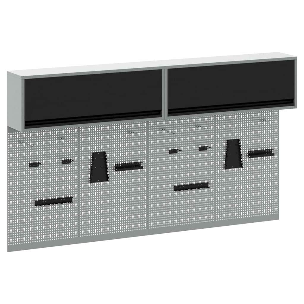 Tool Cabinet Set with Shelf 6 pcs Black Powder-Coated Steel
