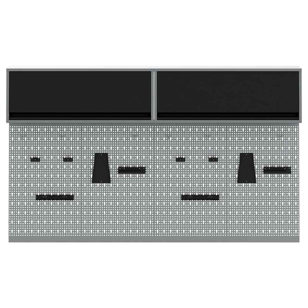Tool Cabinet Set with Shelf 6 pcs Black Powder-Coated Steel