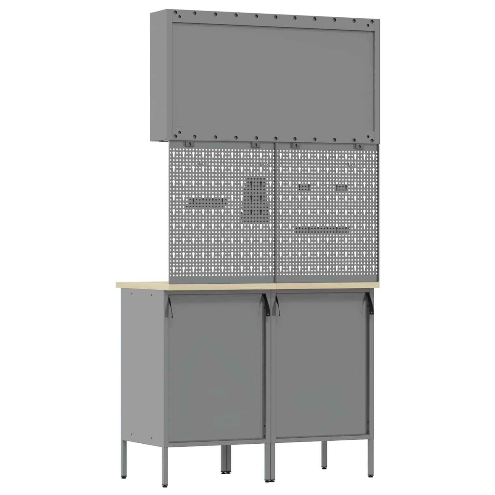 Work Cabinet with Drawer 5 pcs Black Engineered wood and steel