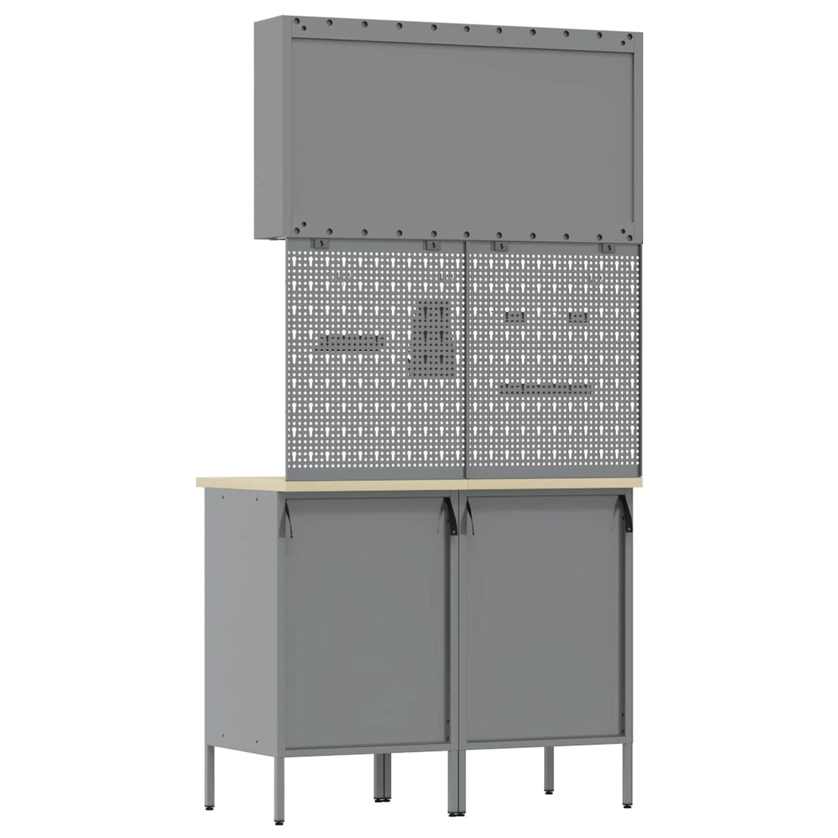 Work Cabinet with Drawer 5 pcs Black Engineered wood and steel