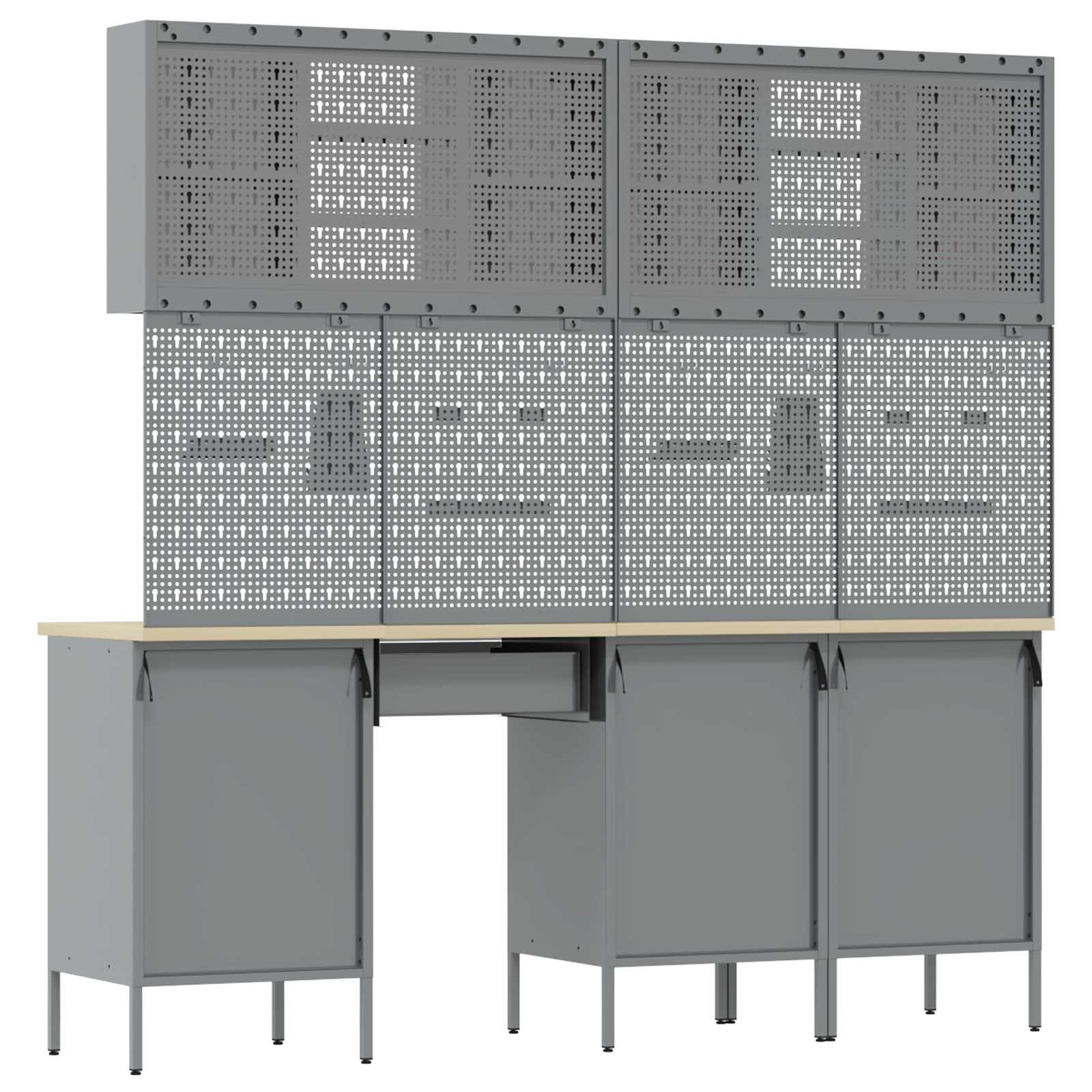 Work Cabinet with Drawer 10 pcs Black Engineered wood and steel
