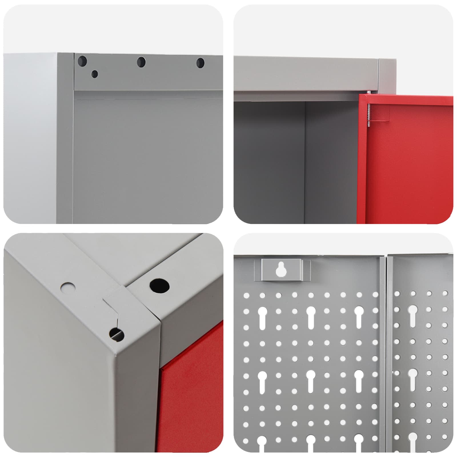 Work Cabinet with Drawer 10 pcs Red Engineered wood and steel