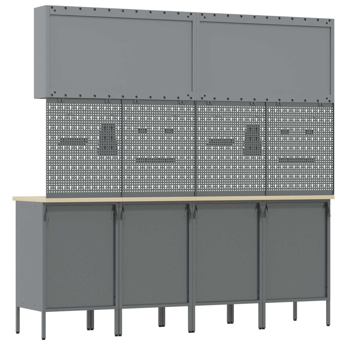 Work Cabinet 10 pcs Black and Grey Engineered wood and steel