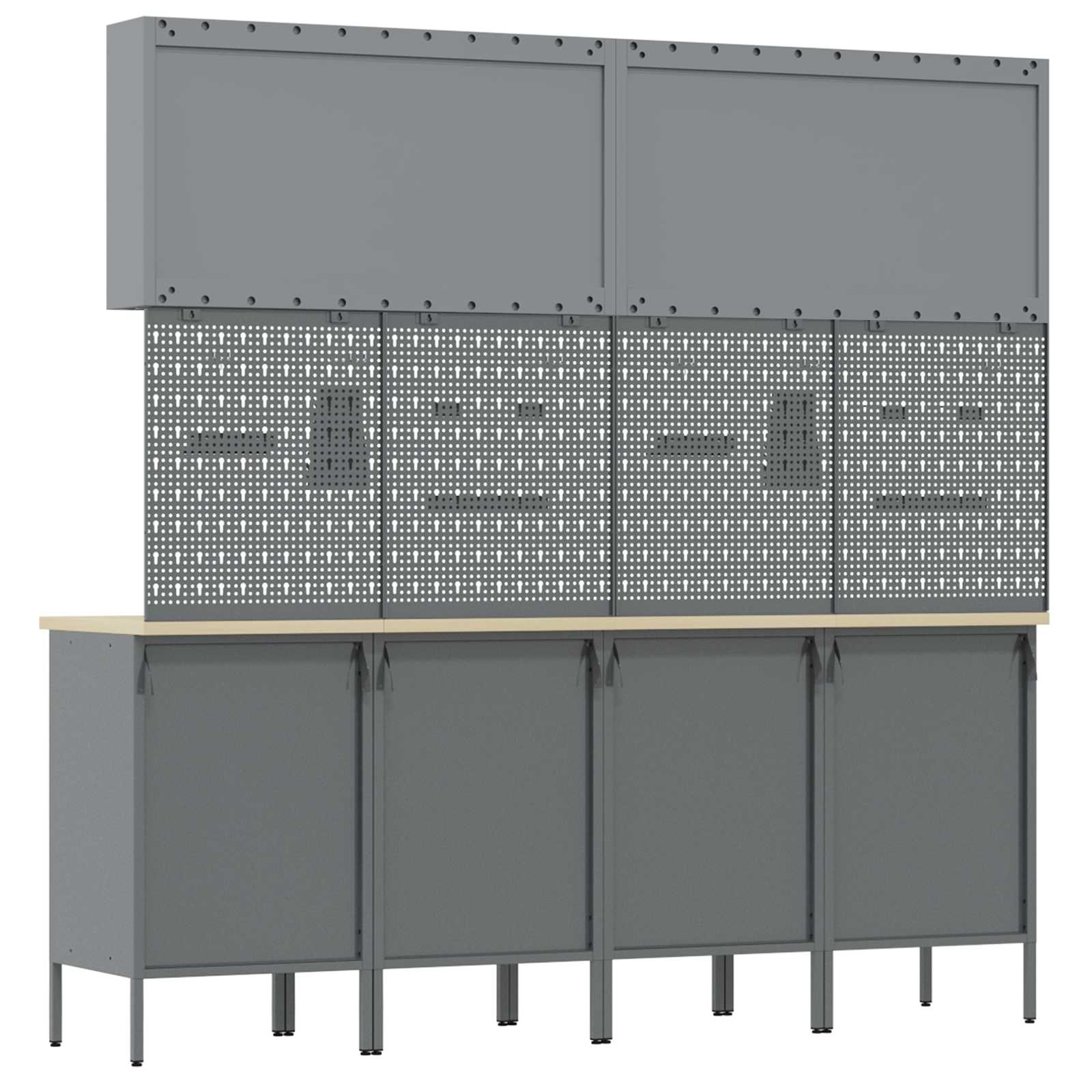 Work Cabinet 10 pcs Black and Grey Engineered wood and steel