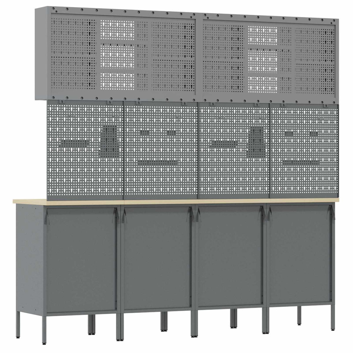 Work Cabinet with Drawer 10 pcs Black Engineered wood and steel