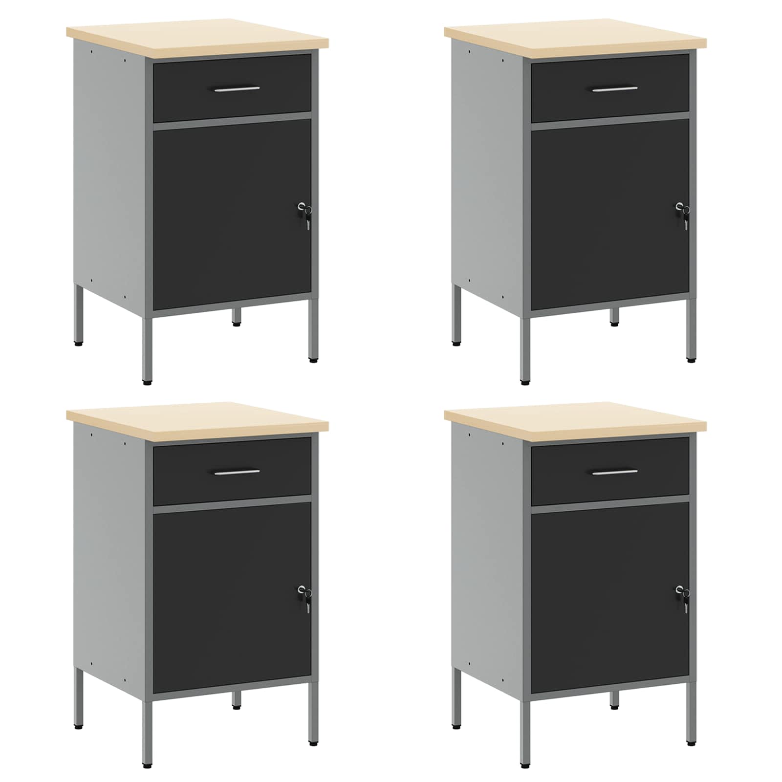 Work Cabinet Set with Drawer with Storage Manual 10 pcs Black