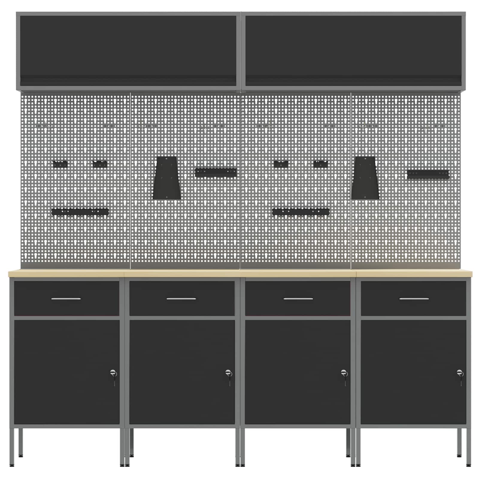 Work Cabinet Set with Drawer with Storage Manual 10 pcs Black