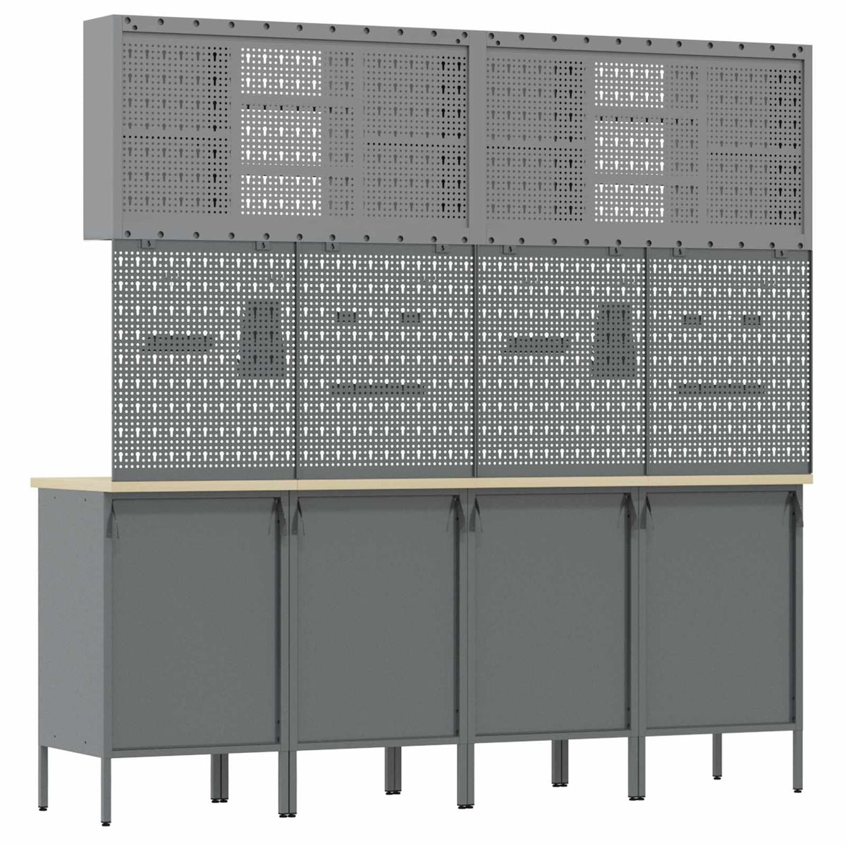 Work Cabinet with Drawer 10 pcs Black Engineered wood and steel