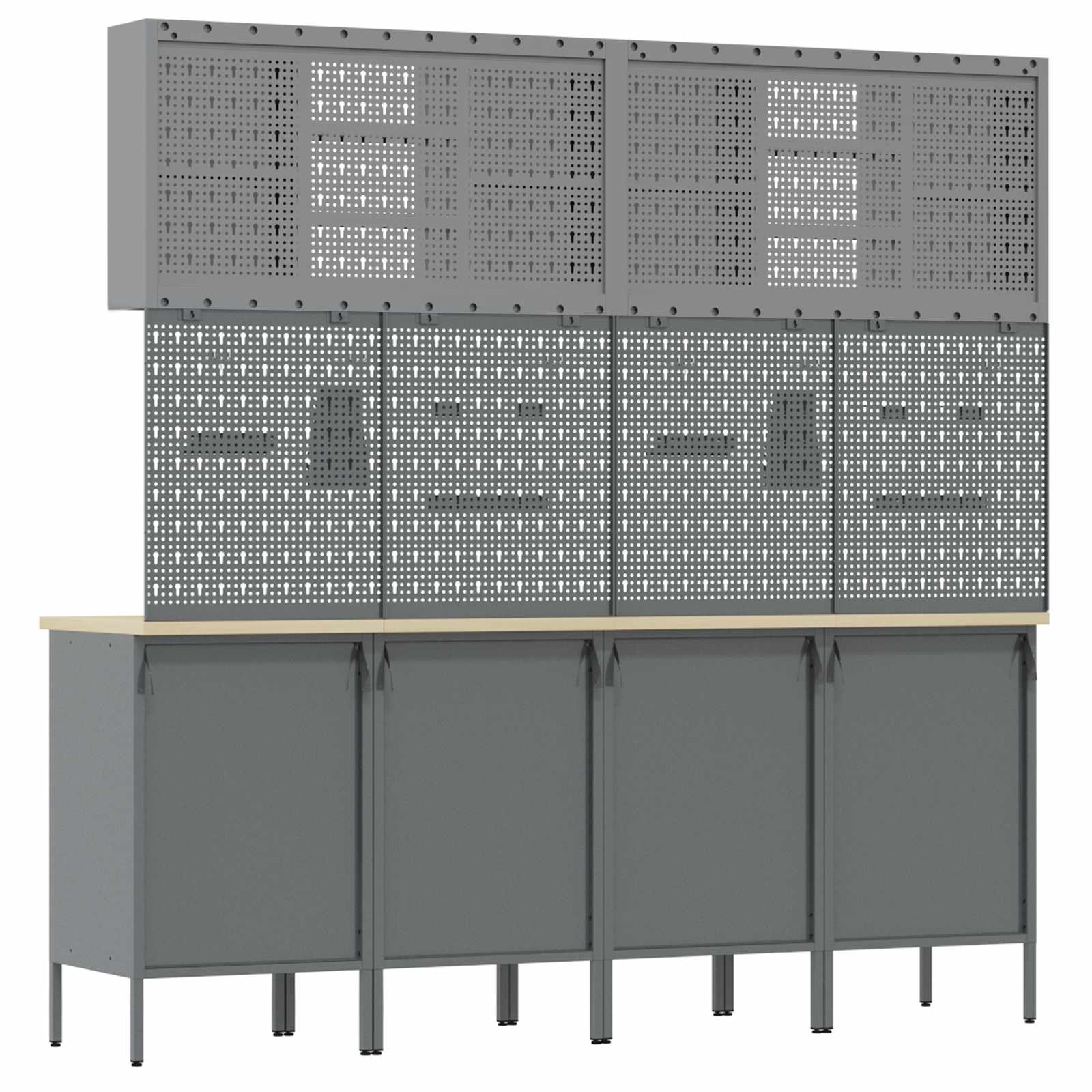 Work Cabinet with Drawer 10 pcs Black Engineered wood and steel