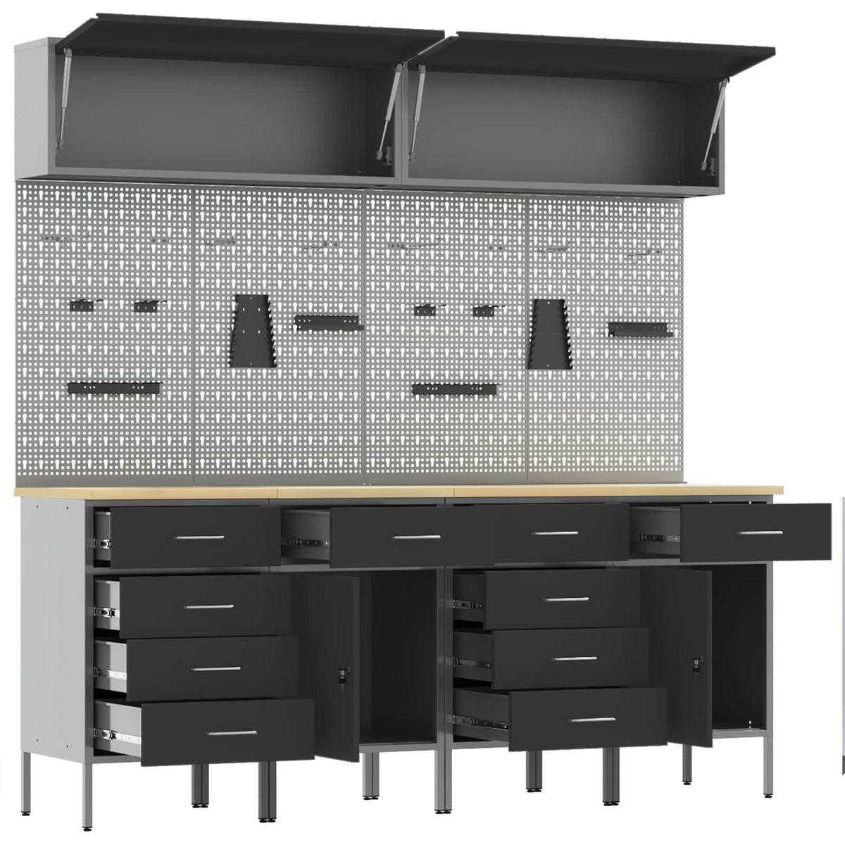 Work Cabinet Set with Drawer with Storage 10 pcs Black