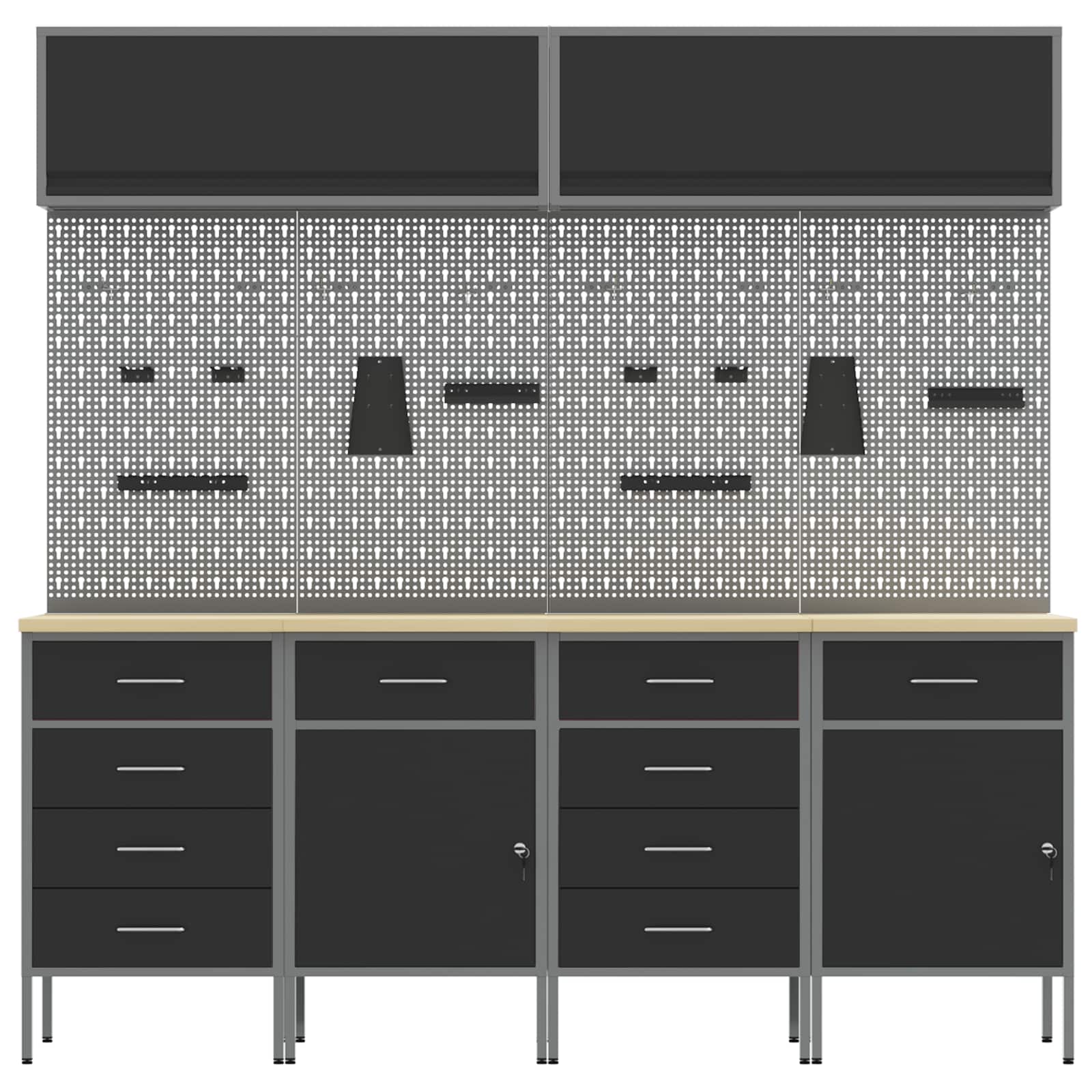 Work Cabinet Set with Drawer with Storage 10 pcs Black