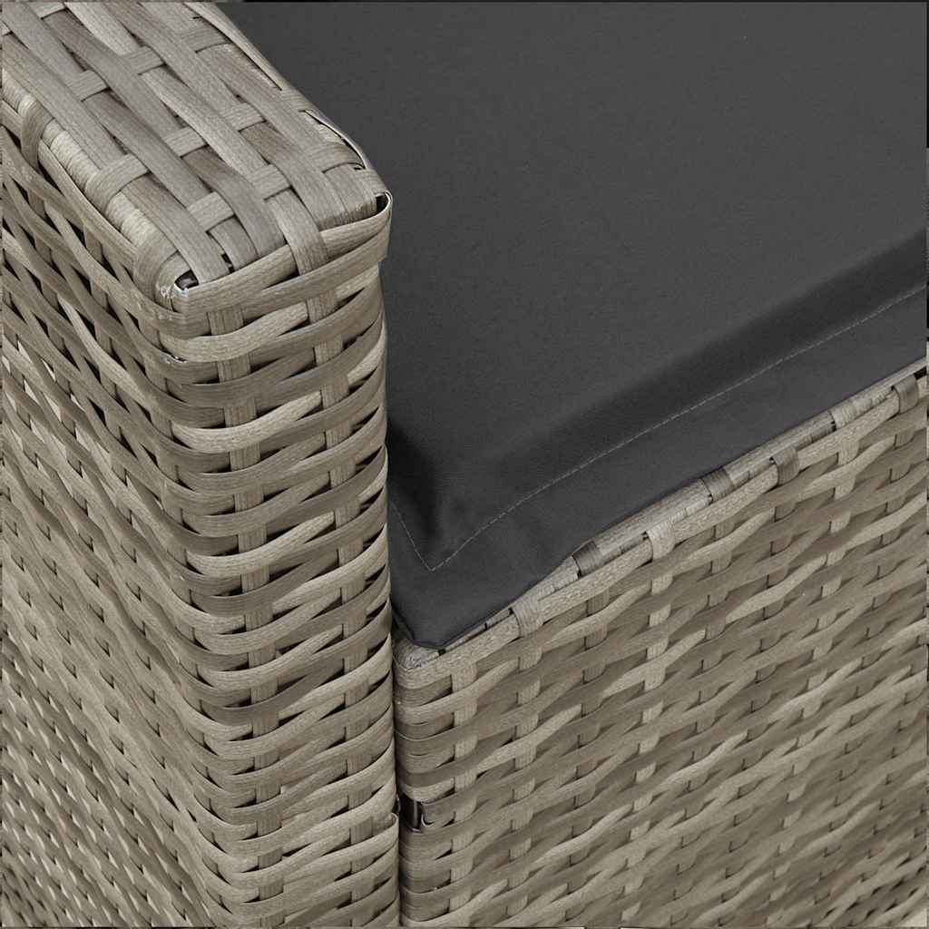 Garden Sofa 5-Seater with Cushions Grey Poly Rattan