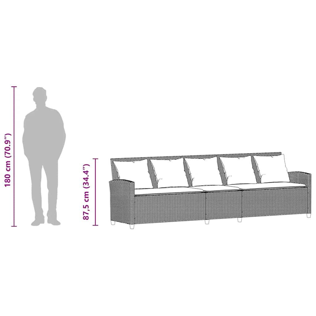 Garden Sofa 5-Seater with Cushions Grey Poly Rattan