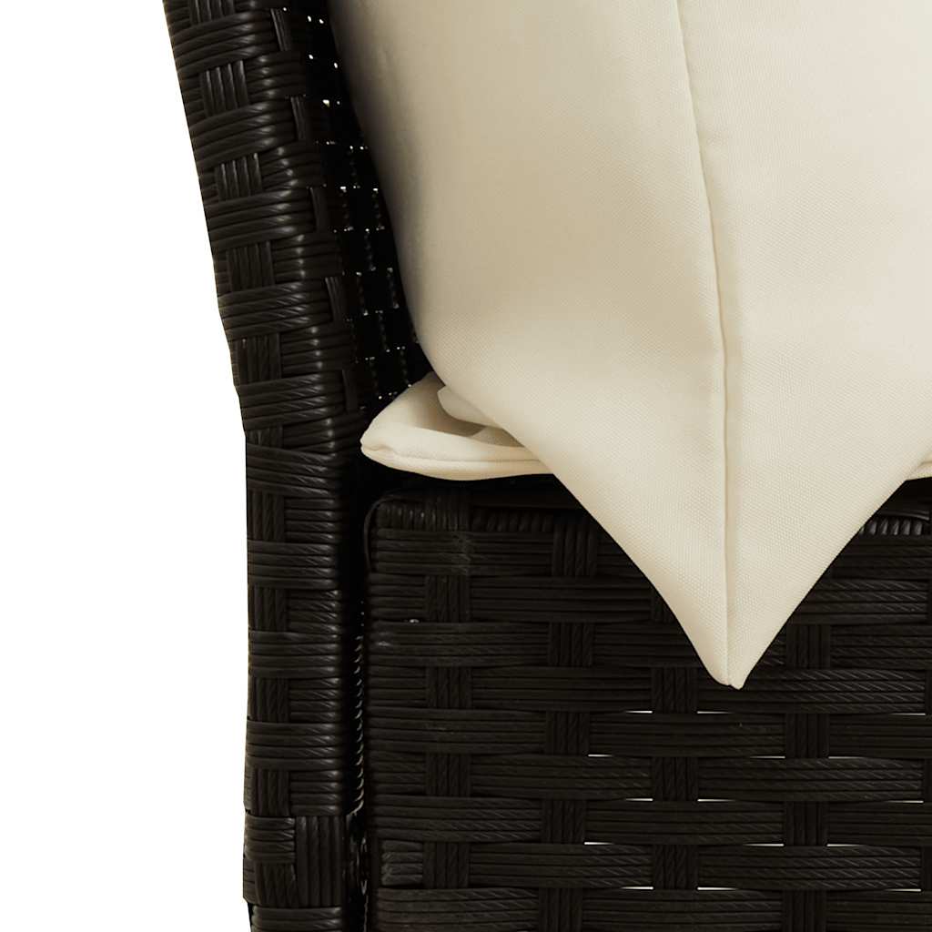 Garden Sofa with Cushions Black Poly Rattan